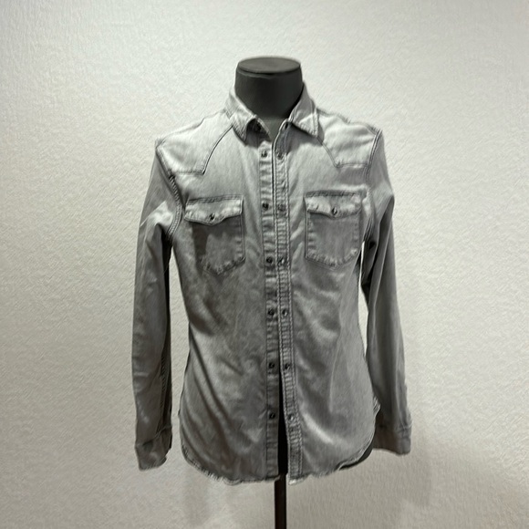 All Saints Other - All Saints Gray Washed Denim Button-Down Shirt